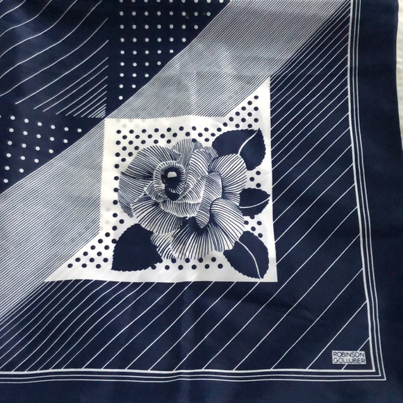 VTG Robinson Golluber Patchwork square scarf Blue White - Picture 4 of 10